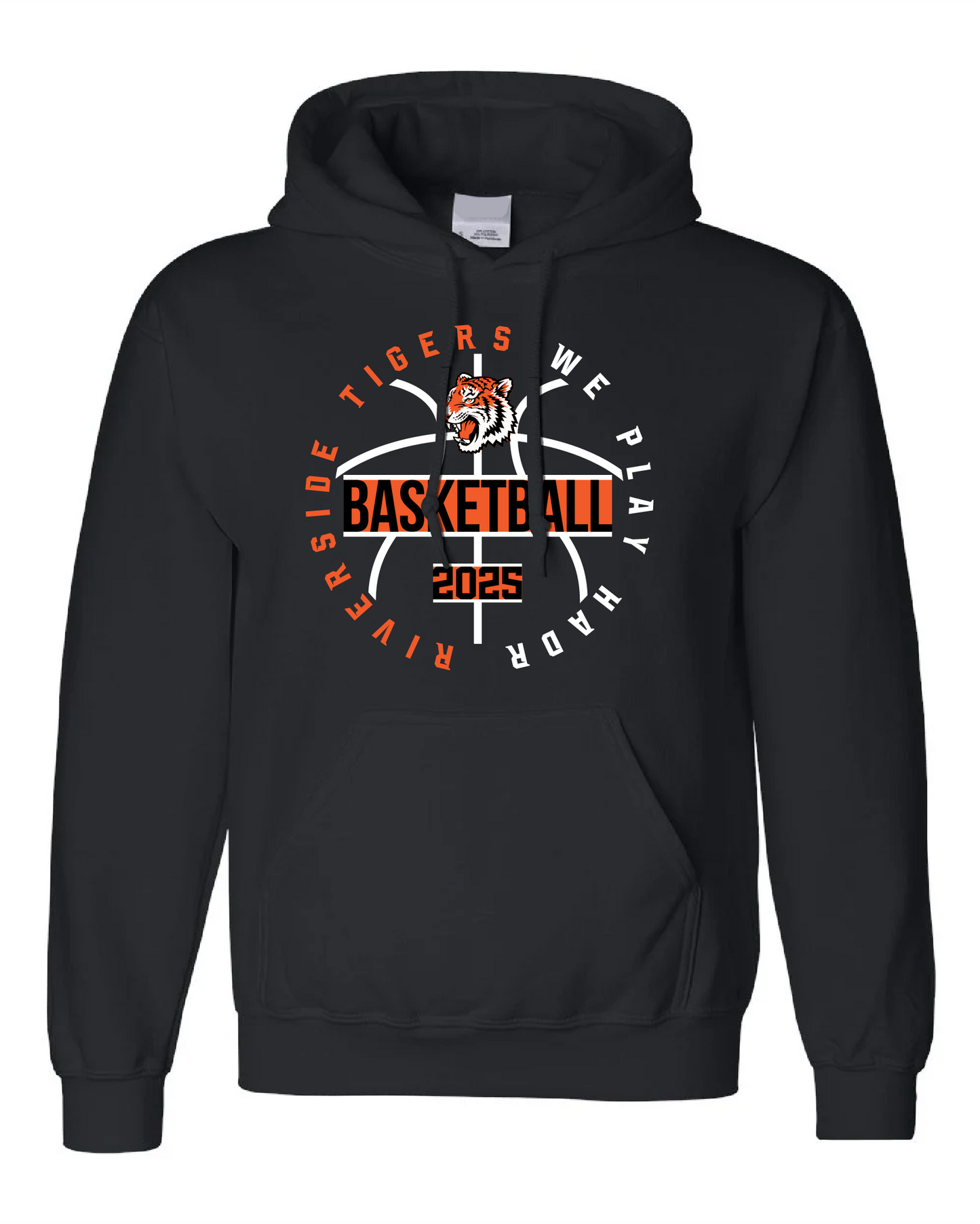 Tigers Basketball We Play Hard Circle Hoodie – Black