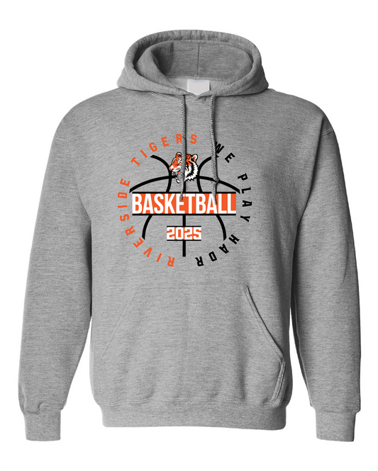 Tigers Basketball We Play Hard Circle Hoodie – Gray