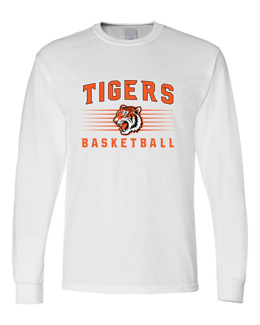 Tigers Basketball Retro Collegiate Long Sleeve Tee – White
