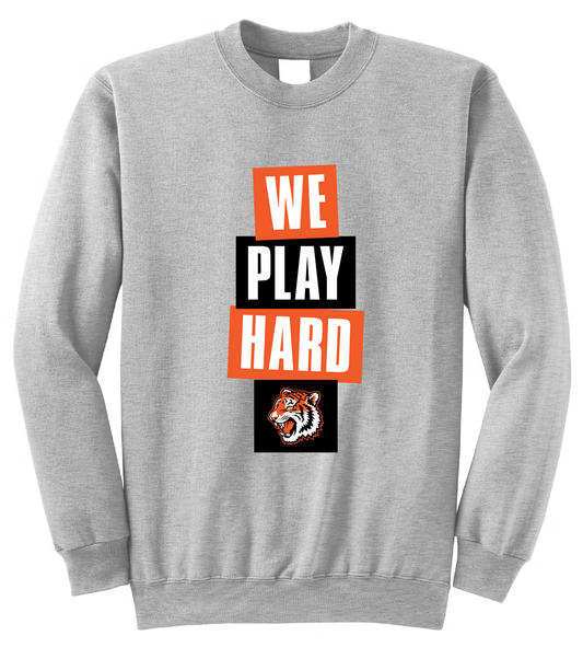 Tigers Basketball We Play Hard Crewneck Sweater – Gray