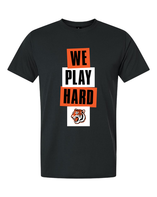 Tigers Basketball We Play Hard Short Sleeve Tee – Black